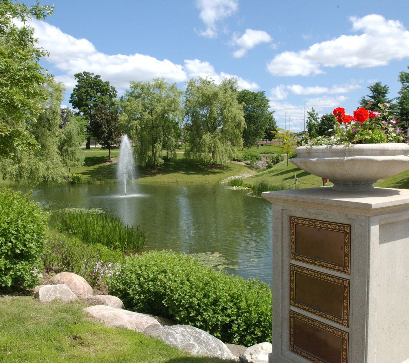 Meadowvale pond and bridge with trees