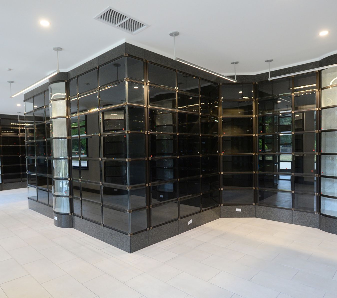 Peaceful view of York Cemetery and Funeral Centre, highlighting its tranquil grounds, mature trees, and historic memorials. interior niches