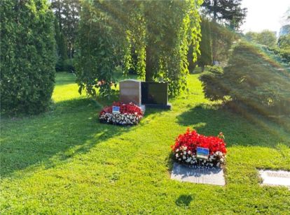 flowers on monuments and markers